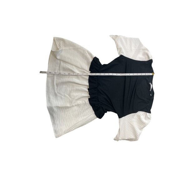 Patrizia Luca Colorblock Peplum Top Banded Cuffs Shirttail hem - Picture 10 of 10